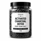 Activated Charcoal Detox Foot Soak Salt | Premium Deep Cleanse Foot Soak with Epsom Salt, Activated Charcoal, Bentonite Clay & Tea Tree Oil | Refreshes Sweaty Feet, Helps Fight Odour & Revives Tired Feet | Home Spa Foot Care