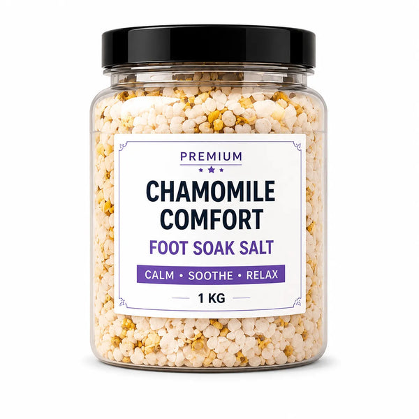 Chamomile Comfort Foot Soak Salt | Gentle Calming Foot Soak with Epsom Salt, Dead Sea Salt, Oatmeal, Chamomile & Lavender Oil | Soothes Tired Feet, Softens Dry Feet & Supports Relaxing Bedtime Foot Care