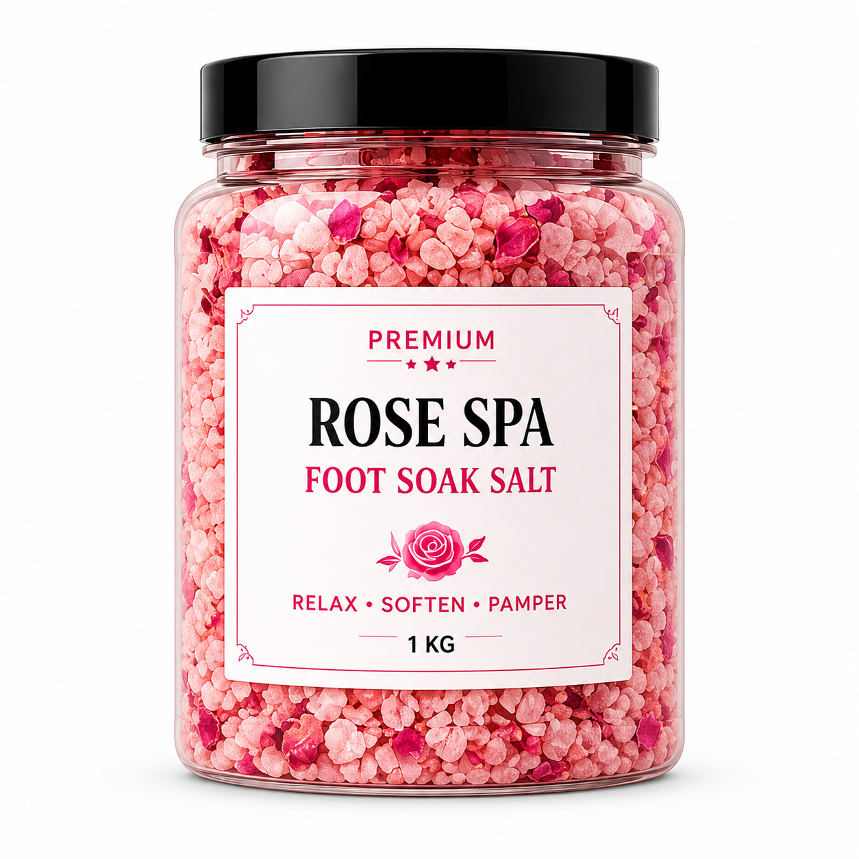 Rose Spa Foot Soak Salt | Premium Floral Foot Soak with Himalayan Pink Salt, Epsom Salt & Rose Petals | Softens Rough Feet, Refreshes & Pampers | Home Spa Foot Care