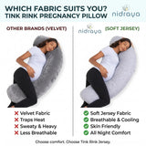 J Shaped Pregnancy Pillow for Side Sleeping | Maternity Body Pillow with Jersey Cover for Head Neck and Belly Support (Grey) (J-Shape) Nidraya thumbnail