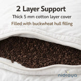 Natural Buckwheat Pillow for Sleeping with Organic Cotton Pillowcase | Adjustable Loft | Breathable for Cool Sleep | 20 x 26 in (Extra Large) Nidraya thumbnail