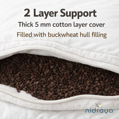 Natural Buckwheat Pillow for Sleeping with Organic Cotton Pillowcase | Adjustable Loft | Breathable for Cool Sleep | 14 x 20 in (Small)