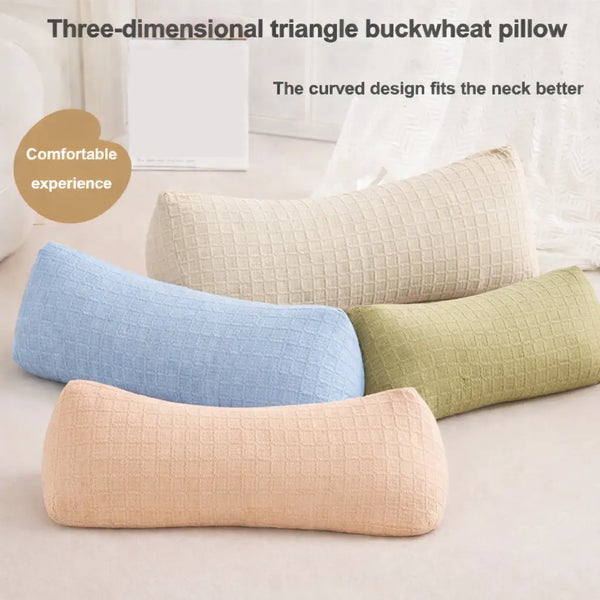 Neck & Cervical Pillows, Pillow Cervical Neck Roll Pillow Buckwheat Hulls Filling Cooling Triangle Organic Buckwheat Pillow (GulSneh-Peach)) Nidraya