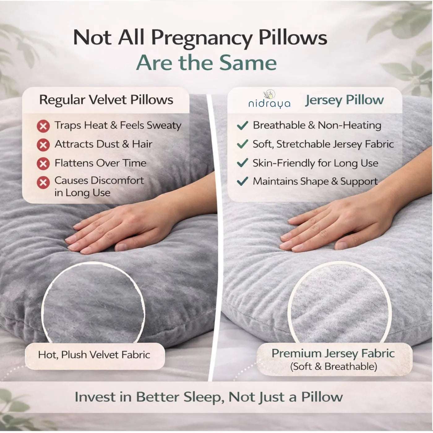 U Shaped Pregnancy Pillow for Side Sleeping | Maternity Body Pillow with Jersey Cover for Head Neck and Belly Support (Grey) (U-Shape)
