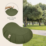 Nidraya Zafu Meditation Cushion With Buckwheat Hull Fill - Adjustable Yoga & Pilates Support Pillow - Crescent Cotton Cover With Handle (Green Forest Sage) Nidraya thumbnail