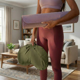 Nidraya Zafu Meditation Cushion With Buckwheat Hull Fill - Adjustable Yoga & Pilates Support Pillow - Crescent Cotton Cover With Handle (Green Forest Sage) Nidraya thumbnail