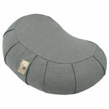 Nidraya Zafu Meditation Cushion With Buckwheat Hull Fill - Adjustable Yoga & Pilates Support Pillow - Crescent Cotton Cover With Handle (Ash Gray) Nidraya