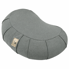 Nidraya Zafu Meditation Cushion With Buckwheat Hull Fill - Adjustable Yoga & Pilates Support Pillow - Crescent Cotton Cover With Handle (Ash Gray)