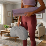 Nidraya Zafu Meditation Cushion With Buckwheat Hull Fill - Adjustable Yoga & Pilates Support Pillow - Crescent Cotton Cover With Handle (Ash Gray) Nidraya thumbnail