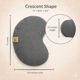 Nidraya Zafu Meditation Cushion With Buckwheat Hull Fill - Adjustable Yoga & Pilates Support Pillow - Crescent Cotton Cover With Handle (Ash Gray) Nidraya thumbnail