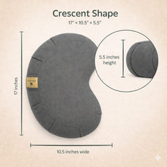 Nidraya Zafu Meditation Cushion With Buckwheat Hull Fill - Adjustable Yoga & Pilates Support Pillow - Crescent Cotton Cover With Handle (Ash Gray)