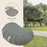 Nidraya Zafu Meditation Cushion With Buckwheat Hull Fill - Adjustable Yoga & Pilates Support Pillow - Crescent Cotton Cover With Handle (Ash Gray) Nidraya thumbnail