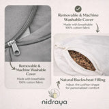 Nidraya Zafu Meditation Cushion With Buckwheat Hull Fill - Adjustable Yoga & Pilates Support Pillow - Crescent Cotton Cover With Handle (Ash Gray) Nidraya thumbnail