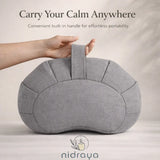 Nidraya Zafu Meditation Cushion With Buckwheat Hull Fill - Adjustable Yoga & Pilates Support Pillow - Crescent Cotton Cover With Handle (Ash Gray) Nidraya thumbnail