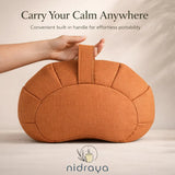 Nidraya Zafu Meditation Cushion With Buckwheat Hull Fill - Adjustable Yoga & Pilates Support Pillow - Crescent Cotton Cover With Handle (Ash Gray) Nidraya thumbnail