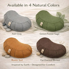Nidraya Zafu Meditation Cushion With Buckwheat Hull Fill - Adjustable Yoga & Pilates Support Pillow - Crescent Cotton Cover With Handle (Ash Gray) Nidraya