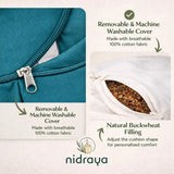 Nidraya Crescent Zafu Meditation Cushion – Teal Blue thumbnail