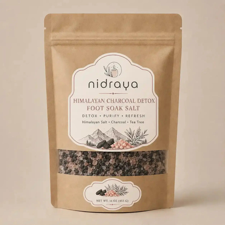 Himalayan Charcoal Detox Foot Soak Salt 250g| Premium Mineral-Rich Foot Soak with Himalayan Pink Salt, Epsom Salt, Activated Charcoal, Neem & Tea Tree Oil | Purifies, Refreshes & Revives Tired Feet | Home Spa Foot Care Nidraya