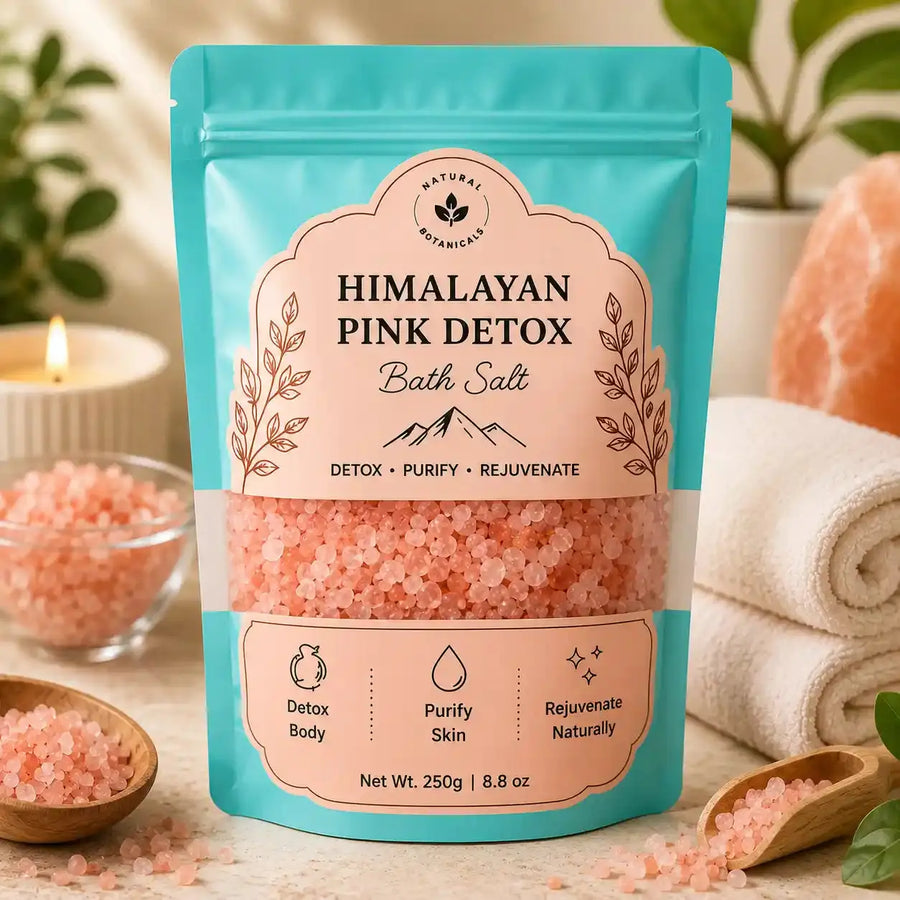 Nidraya Himalayan Pink Detox Bath Salt, 250g | Himalayan Pink Salt Bath Soak | Purifying Spa Bath Salt for Skin Refresh & Self-Care Rituals Nidraya