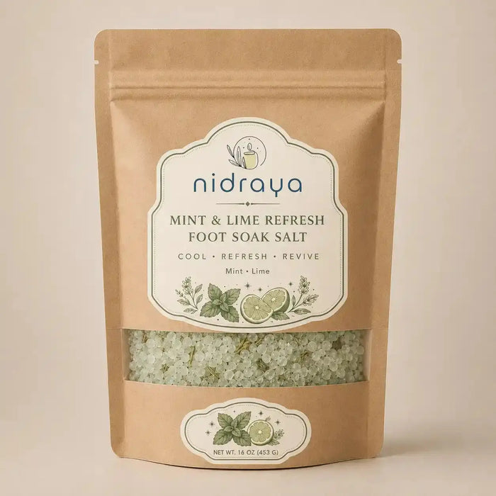 Mint & Lime Refresh Foot Soak Salt 250g | Premium Cooling Foot Soak with Epsom Salt, Dead Sea Salt, Mint, Lime & Menthol | Refreshes Hot, Sweaty & Tired Feet | Home Spa Foot Care Nidraya