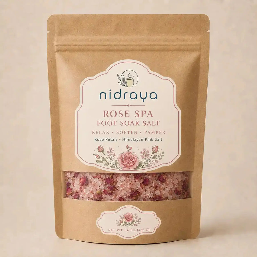 Rose Spa Foot Soak Salt 250g | Premium Floral Foot Soak with Himalayan Pink Salt, Epsom Salt & Rose Petals | Softens Rough Feet, Refreshes & Pampers | Home Spa Foot Care Nidraya