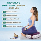 Nidraya Round Zafu Meditation Cushion Plain Filled with Buckwheat with Traditional Block Print (Lotus) Nidraya thumbnail