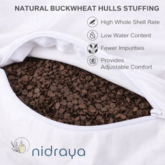 Nidraya Round Zafu Meditation Cushion Plain Filled with Buckwheat with Traditional Block Print (Tribal Ethnic) Nidraya