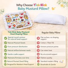 tinkrink Rai Mustard Seeds Pillow, Baby-Round Head Shaping Baby Pillow,Neck Support Pillow Gifting 0-12 Months for Infant Microfiber Toddler (Little Beach Buddy)